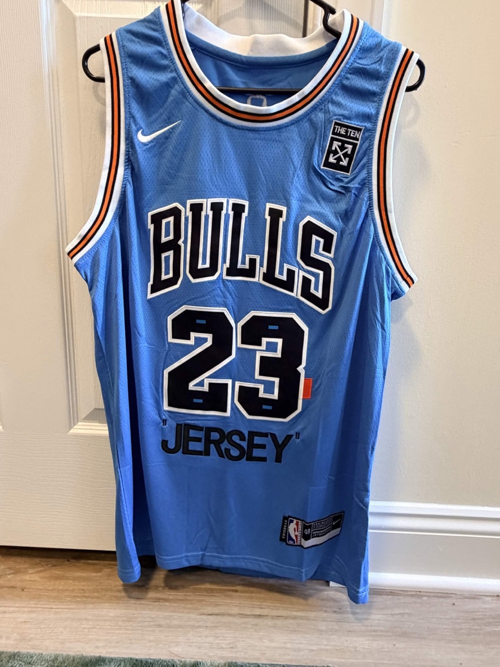 Nike X Jordan X OW Blue Bulls #23 Basketball Jersey with Black & White Trim